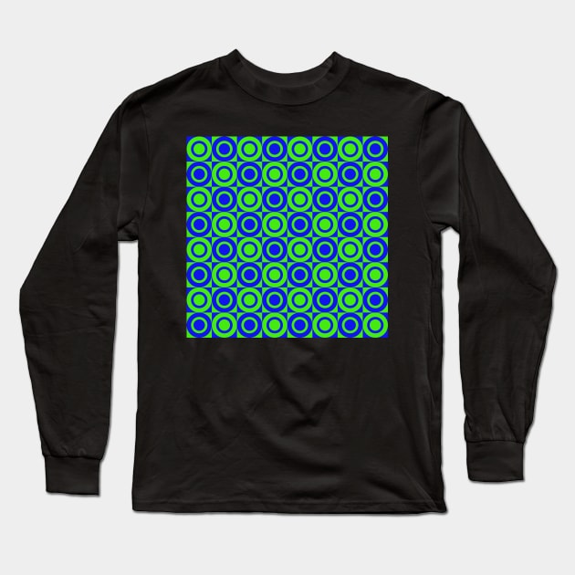 blue and green minimalist geometrical pattern Long Sleeve T-Shirt by pauloneill-art